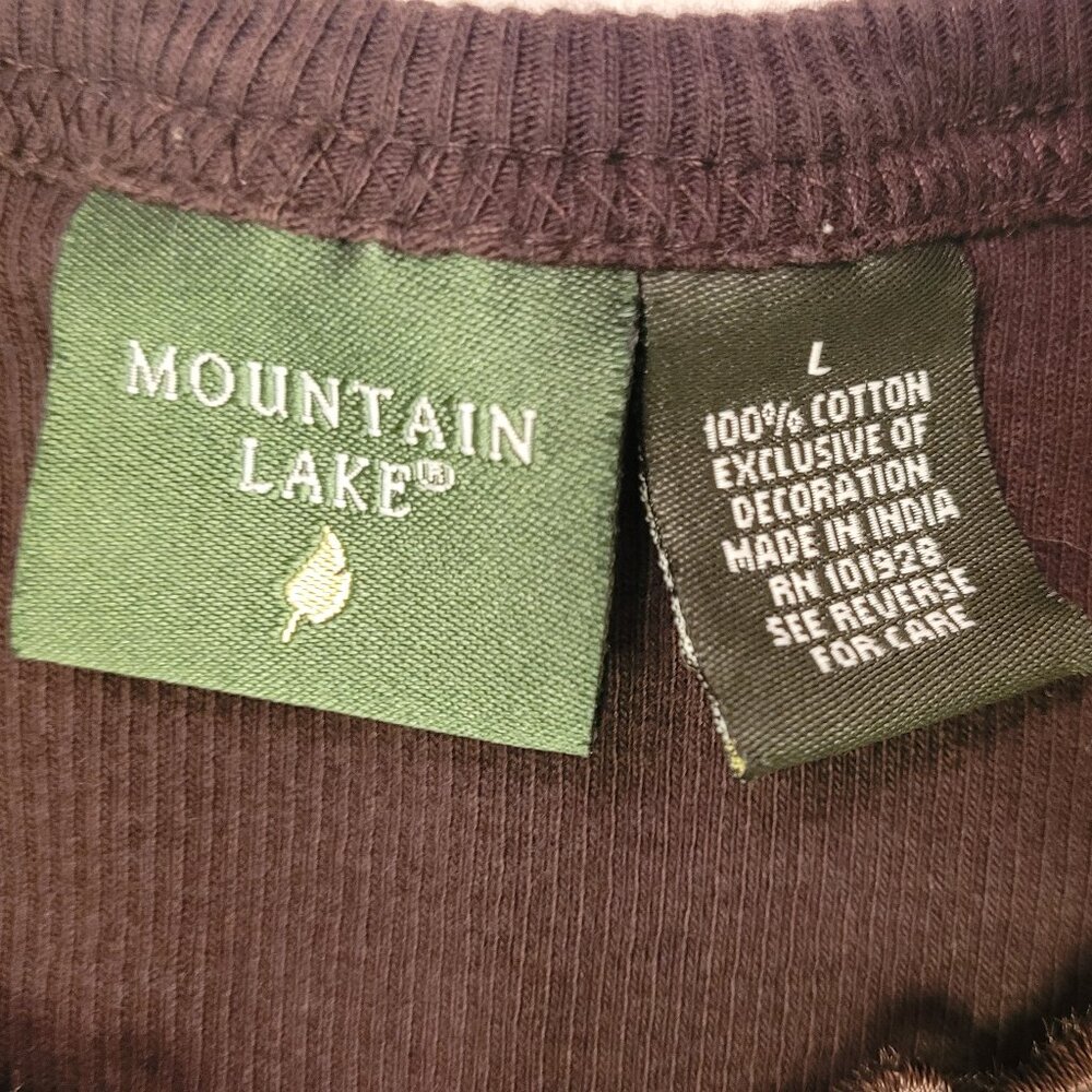 Brown Ribbed Tank Top Embellished Mounain Lake Womens Size L - Picture 8 of 11